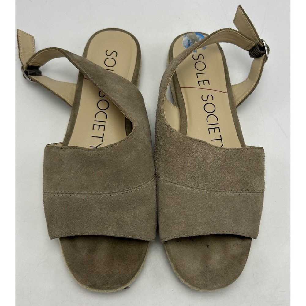 Sole Society Sandal Women 6.5 M Beige Suede Leather O Dorsay Espadrilles Casual